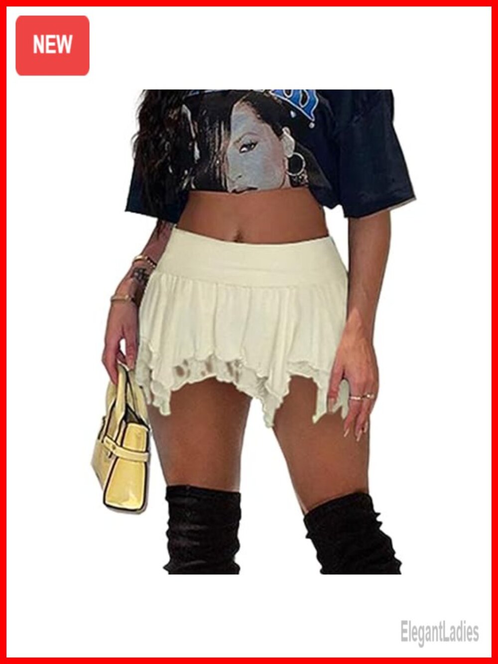 Women's Lace Ruffle Mini Skirt Low Waist Pleated A-Line Clubwear